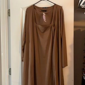 Boohoo Ribbed midi dress and duster set